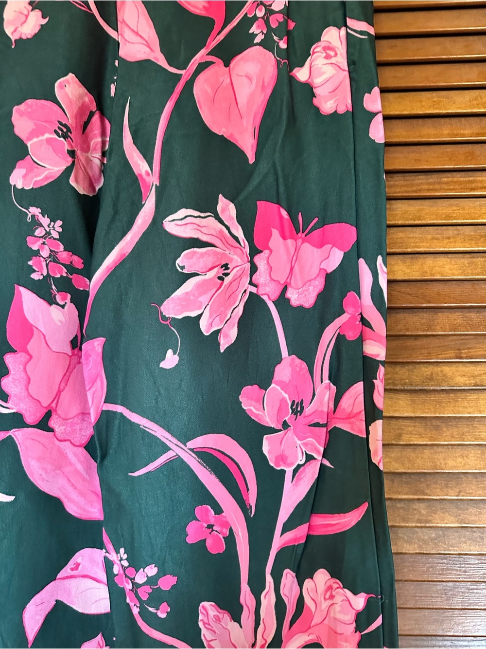 Anthropologie Breezy Tropical Print Green and Pink Wide-Leg Pants size 6 - Picture 9 of 11